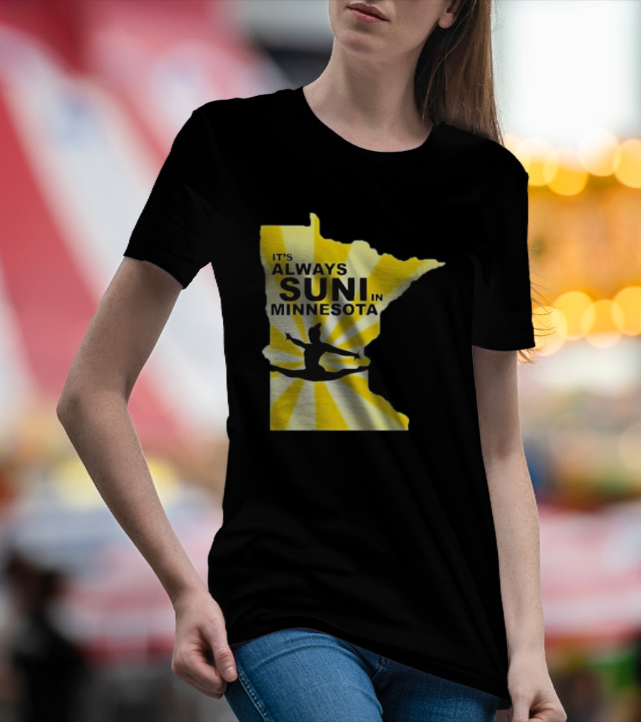 It's Always Suni In Minnesota Gymnastics Silhouette State Outline T-Shirt