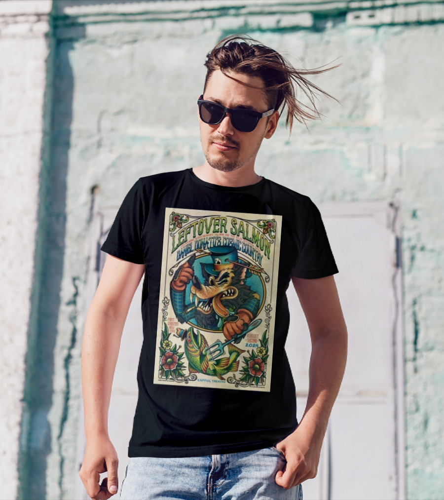 Leftover Salmon August 2 2024 Port Chester NY Capitol Theatre Wolf And Salmon T-Shirt