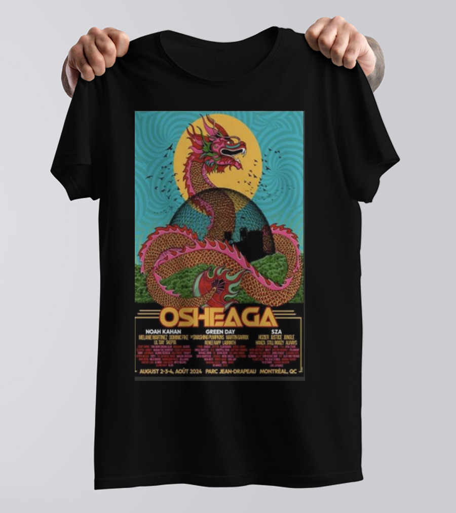 Osheaga August 2-4 2024 Parc Jean-Drapeau Montreal QC Featuring Noah Kahan Green Day SZA T-Shirt