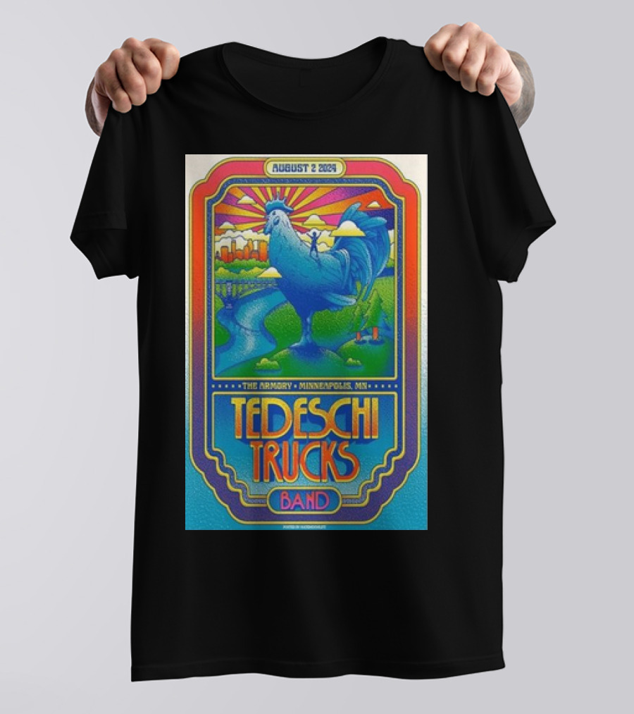 Tedeschi Trucks Band The Armory Minneapolis MN August 2 2024 Colorful Rooster Scenic T-Shirt