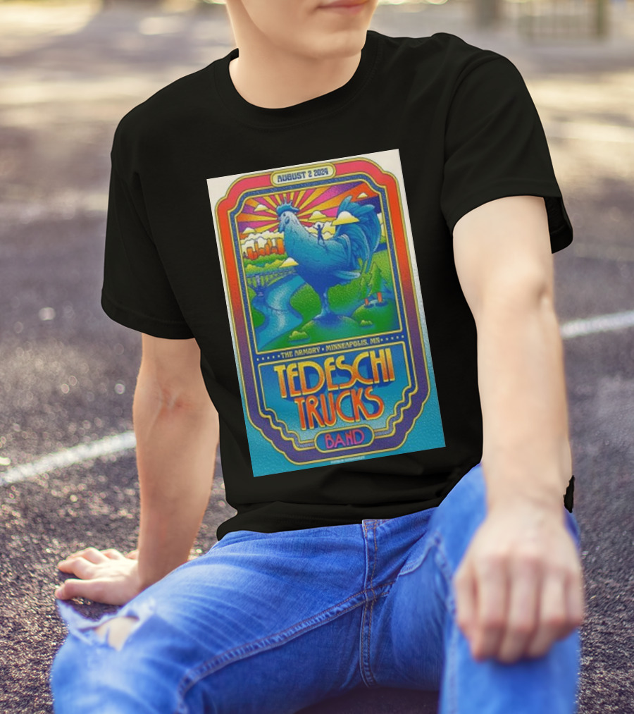 Tedeschi Trucks Band The Armory Minneapolis MN August 2 2024 Colorful Rooster Scenic T-Shirt