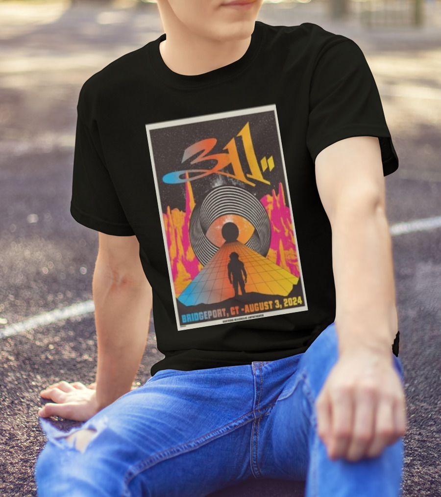 311 Bridgeport CT August 3 2024 Colorful Cosmic Eye Pathway T-Shirt