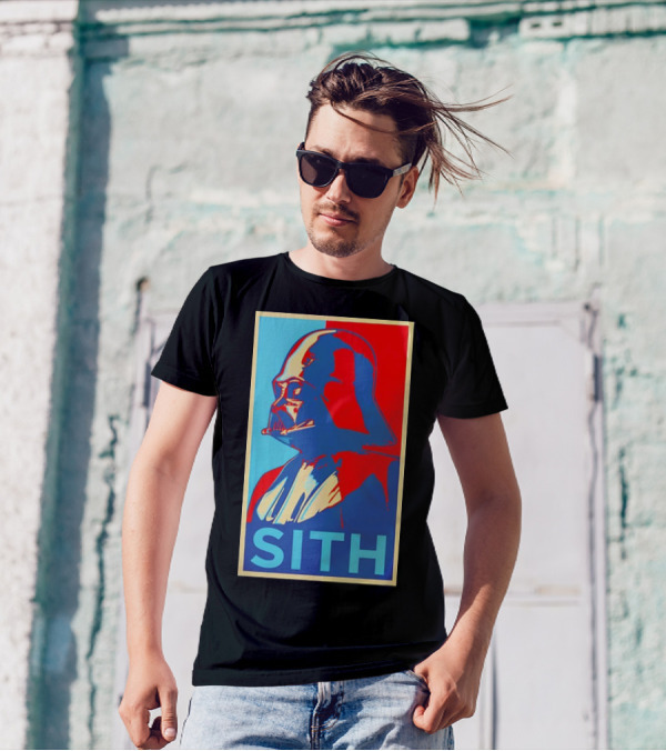 Darth Vader Sith Hope Poster Style Blue Red T-Shirt