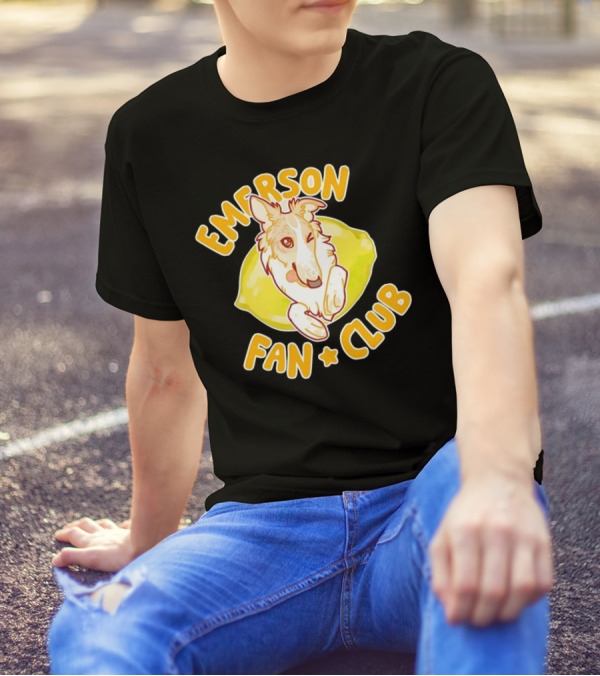 Emerson Fan Club Cute Collie Dog With Lemon T-Shirt