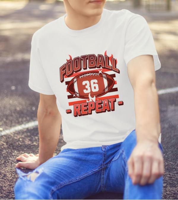 Football Repeat 36 Burn Flames T-Shirt