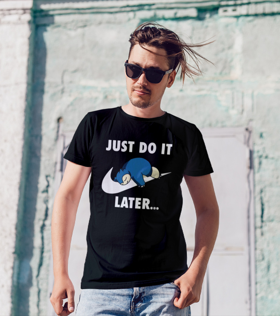 Pokemon Snorlax Just Do It Later Iconic Relaxation Motif T-Shirt