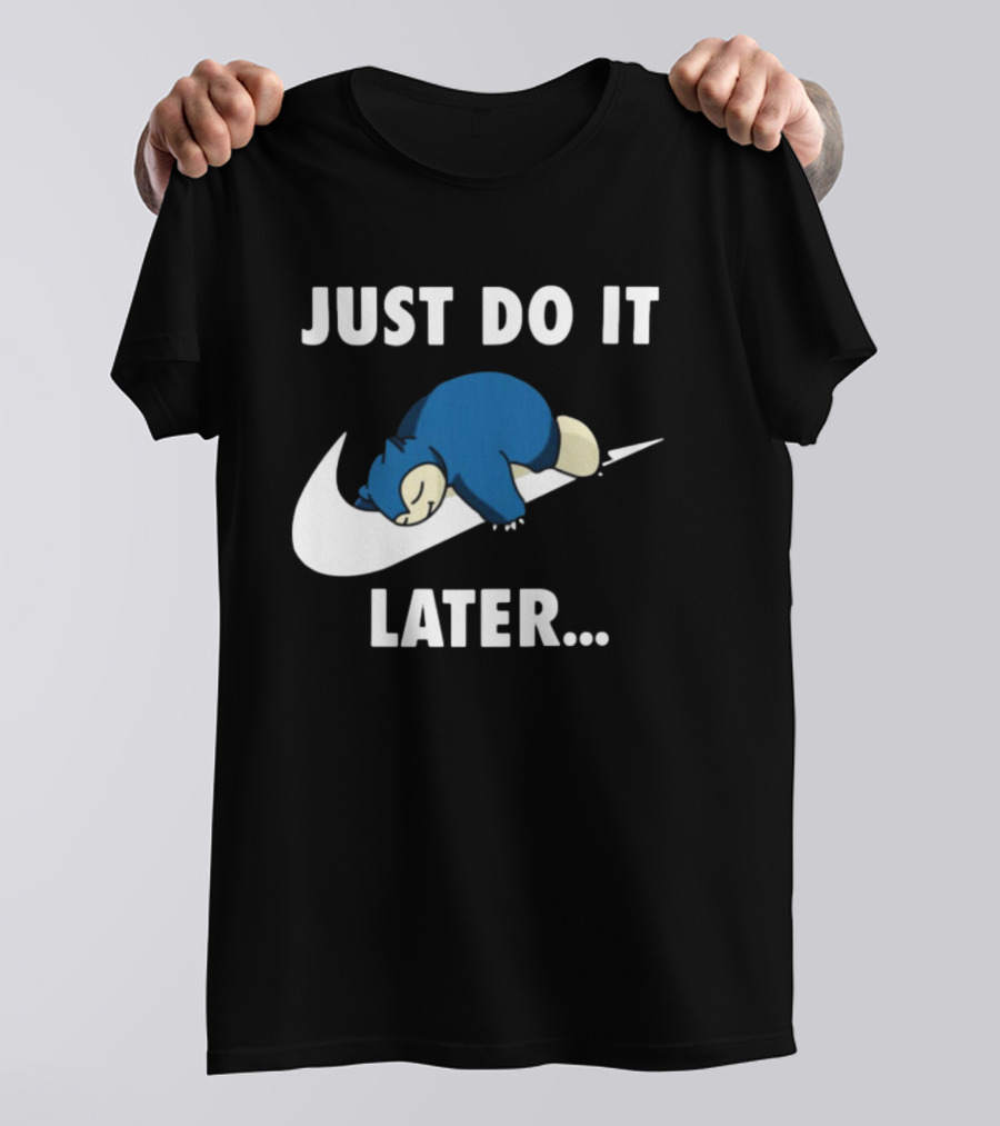 Pokemon Snorlax Just Do It Later Iconic Relaxation Motif T-Shirt