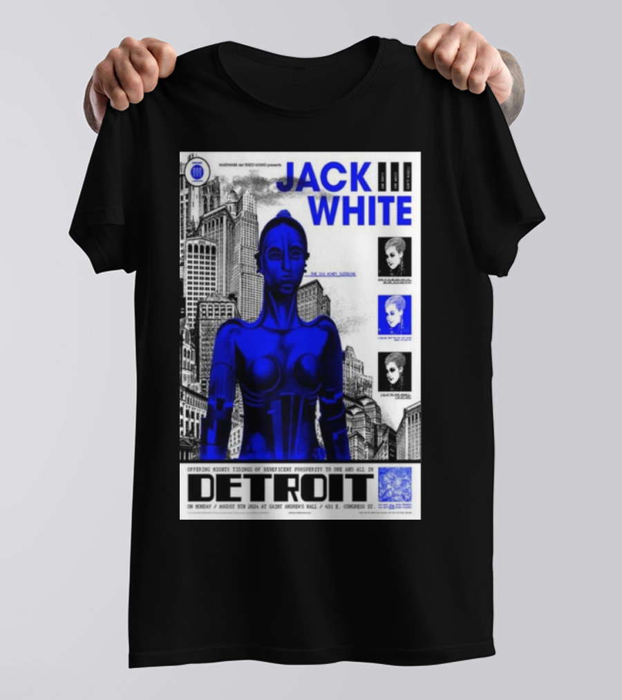Jack White August 05 2024 Detroit St Andrew's Hall Poster Art Deco T-Shirt