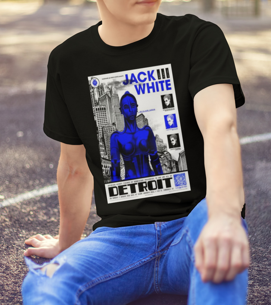 Jack White August 05 2024 Detroit St Andrew's Hall Poster Art Deco T-Shirt