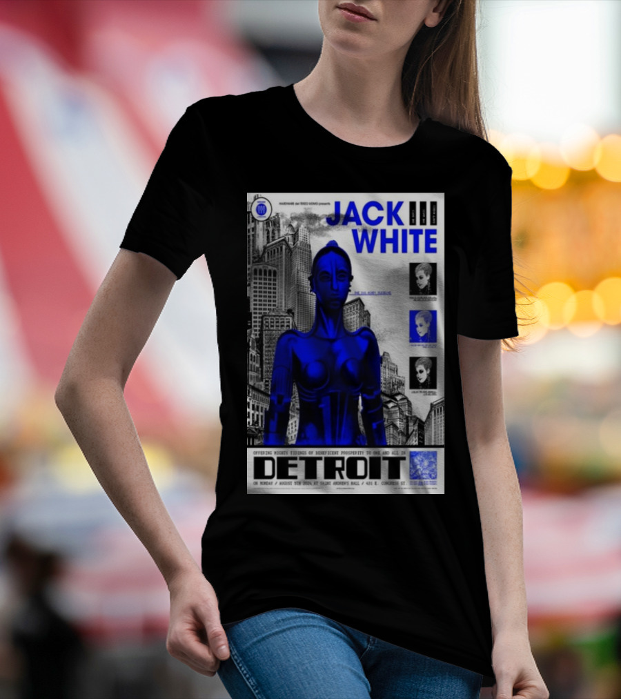Jack White August 05 2024 Detroit St Andrew's Hall Poster Art Deco T-Shirt