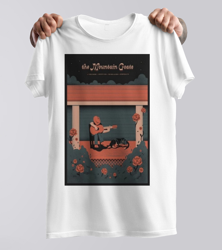 The Mountain Goats August 09 2024 Knoxville TN The Mill Mine Porch Scene Roses Guitarist T-Shirt
