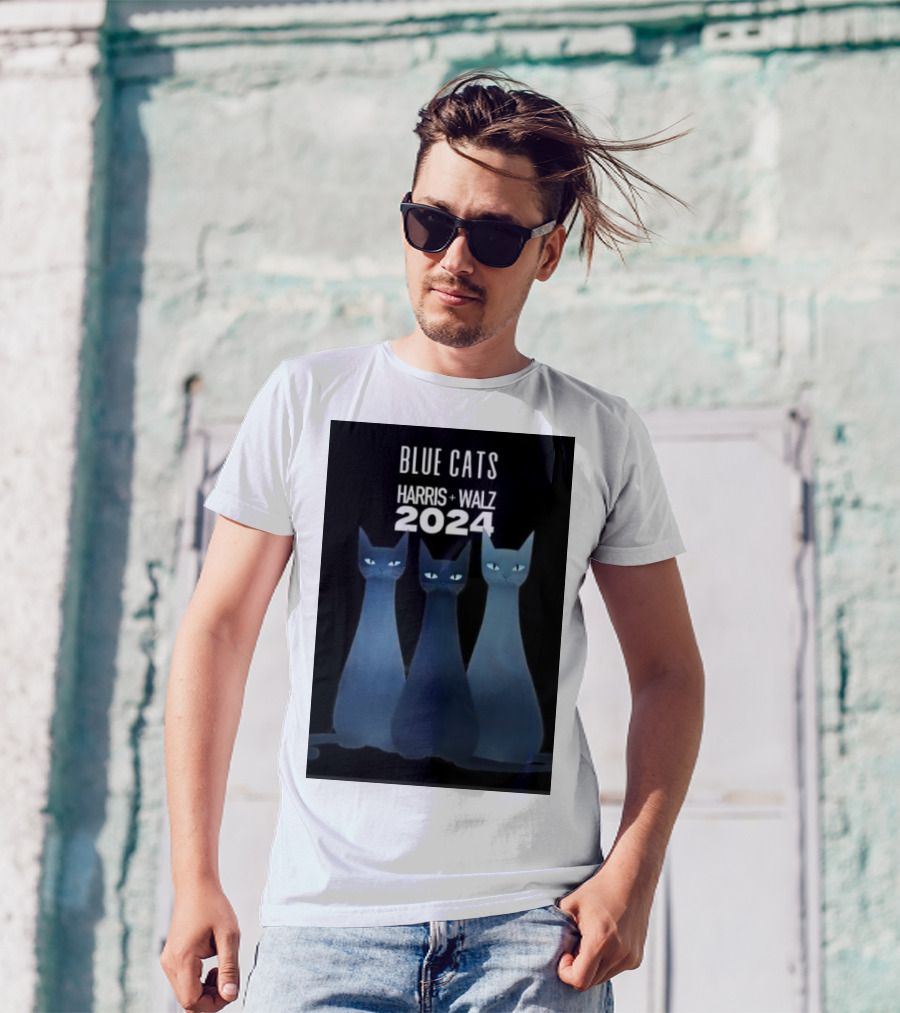 Blue Cats Harris Walz 2024 Cat Ladies Rejoice Paws For Unity On A T-Shirt