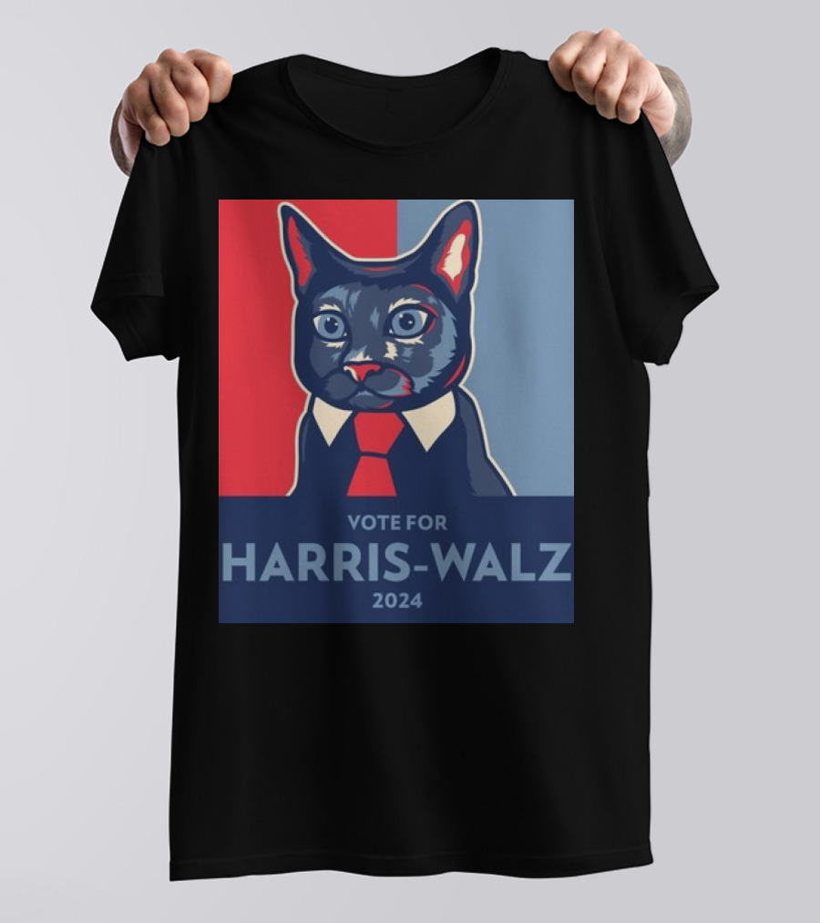 Vote For Harris-Walz 2024 Cat Ladies Red Blue T-Shirt