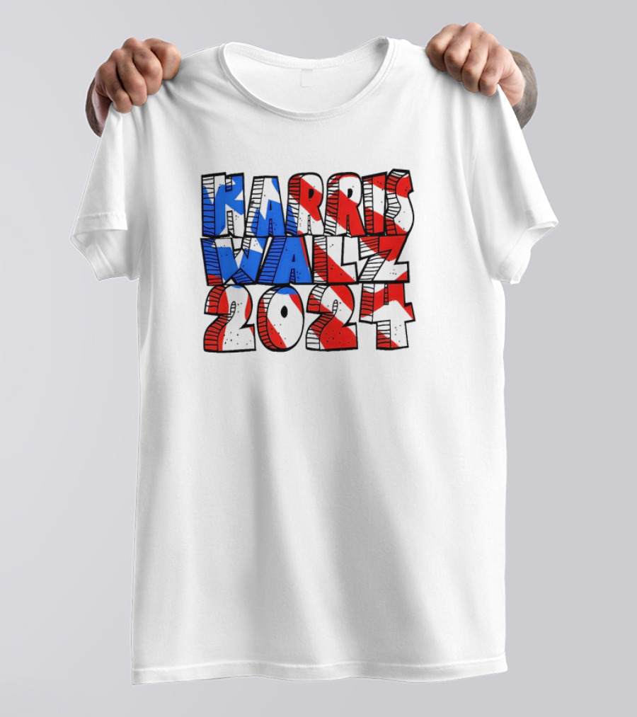 Harris Walz 2024 Red Blue One Team Win American Flag T-Shirt