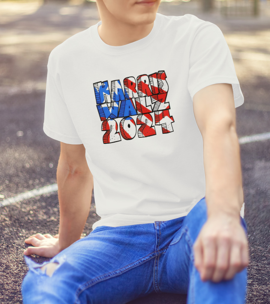 Harris Walz 2024 Red Blue One Team Win American Flag T-Shirt