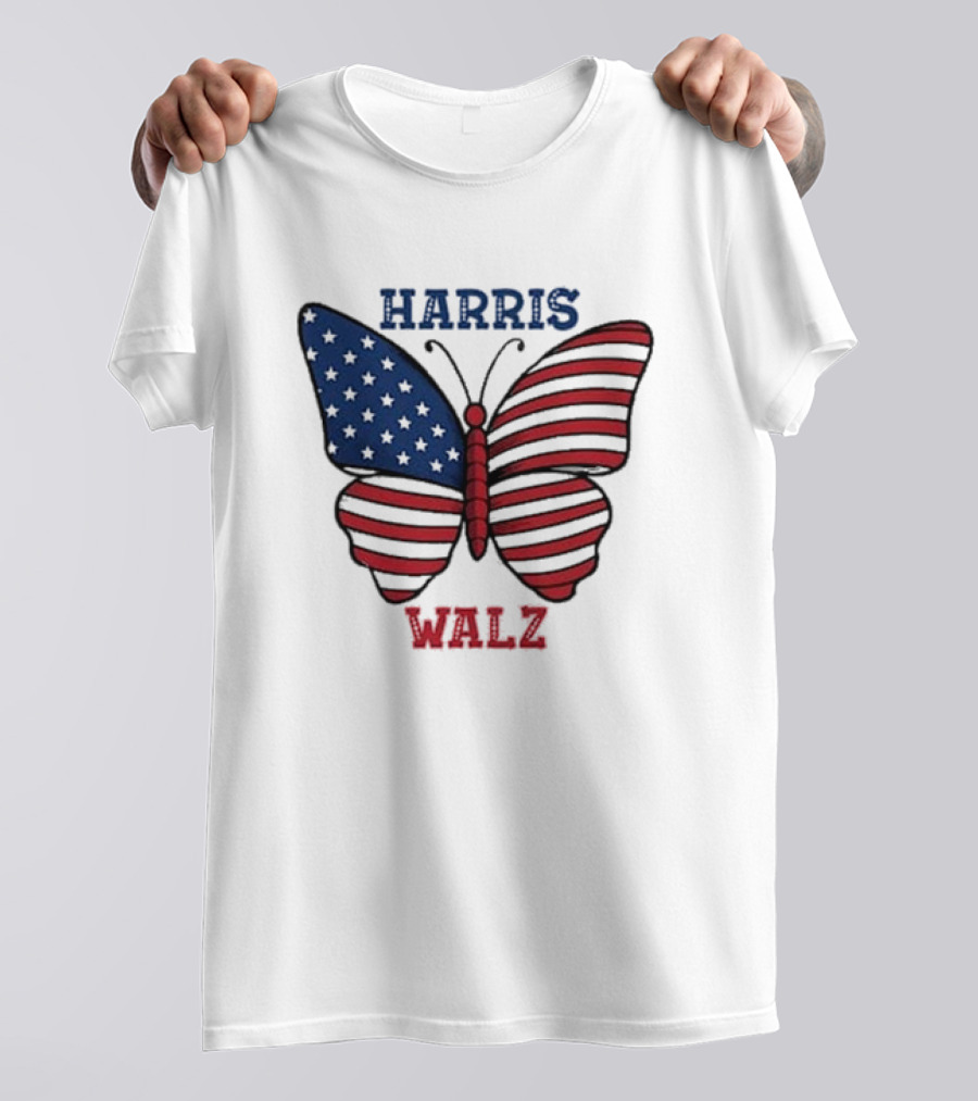 Harris Walz 2024 Patriotic Butterfly USA T-Shirt