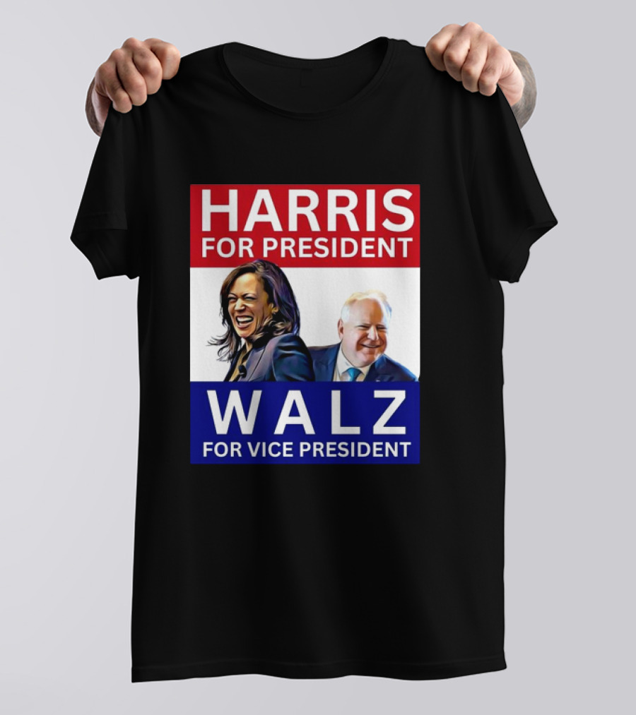 Harris For President Walz For Vice President 2024 Election Campaign T-Shirt