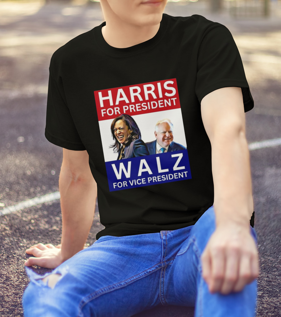 Harris For President Walz For Vice President 2024 Election Campaign T-Shirt