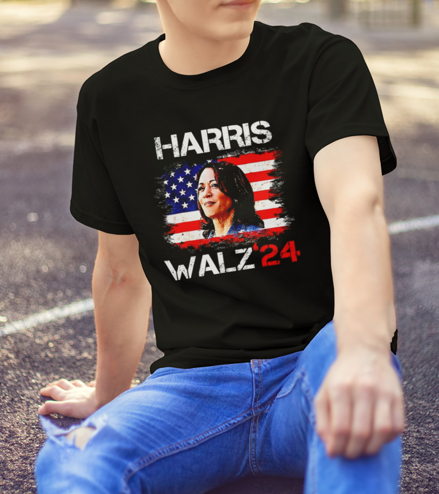 Harris Walz '24 American Flag Kamala Harris Red White And Blue T-Shirt
