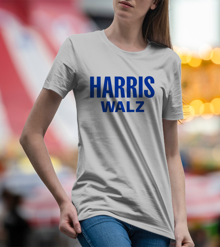 Harris Walz Ned Lamont Blue Text T-Shirt