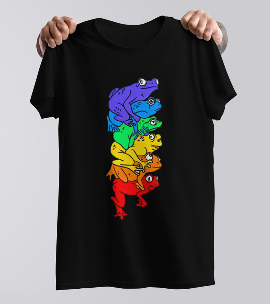 Rainbow Gay Frog Stack T-Shirt