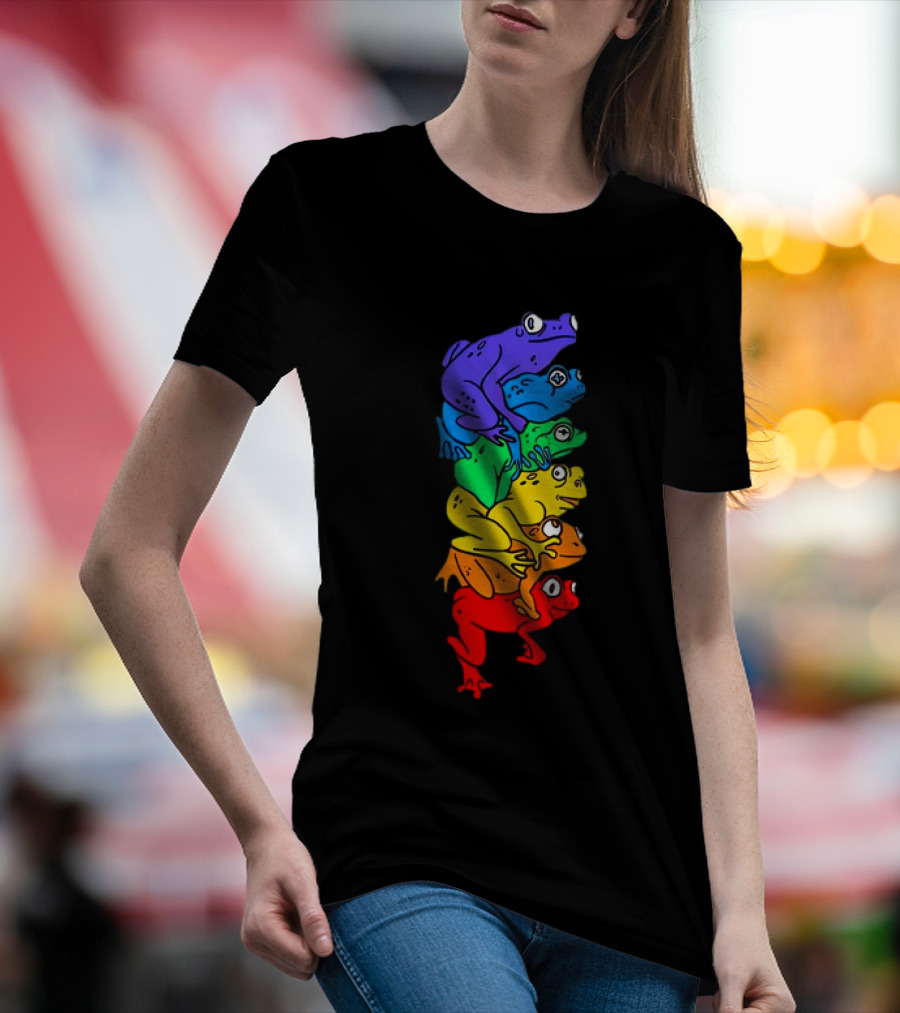 Rainbow Gay Frog Stack T-Shirt