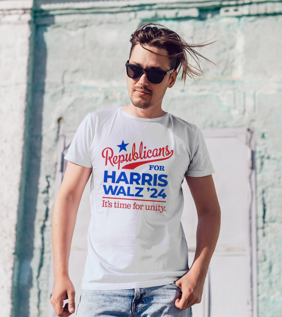 Republicans For Harris Walz '24 It's Time For Unity T-Shirt