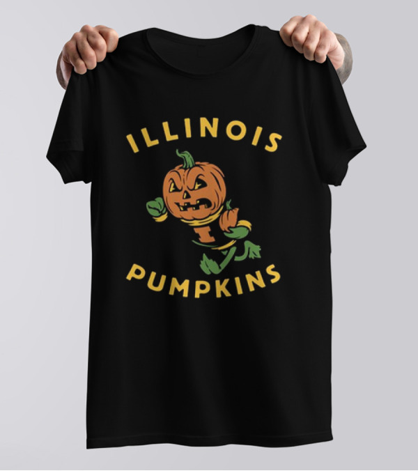 ILLINOIS PUMPKINS MASCOT JACK-O'-LANTERN FOOTBALL SPIRIT T-Shirt