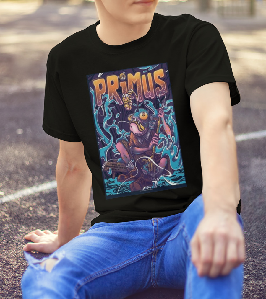 Primus Band Big Flats NY August 10 2024 Surreal Fish Creature T-Shirt