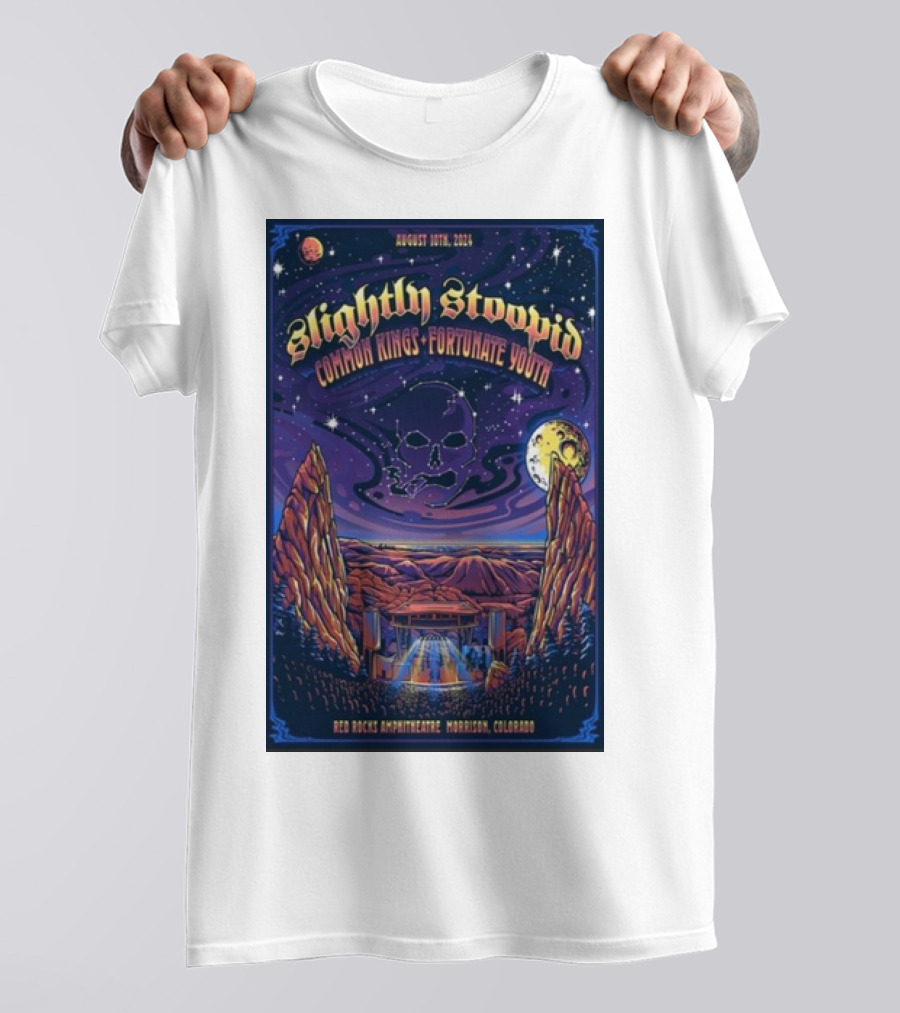 Slightly Stoopid Common Kings Fortunate Youth August 10 2024 Red Rocks Amphitheatre Morrison Colorado T-Shirt