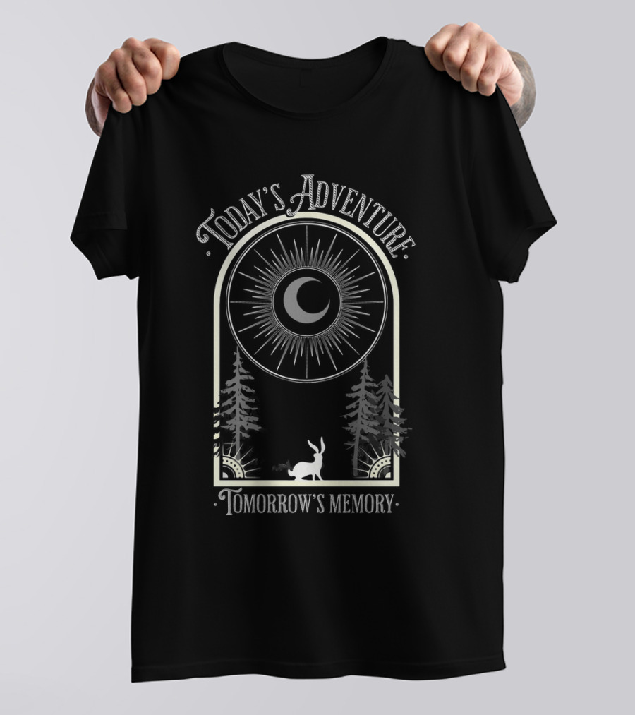 Today's Adventure Tomorrow's Memory Crescent Moon Forest Rabbit T-Shirt