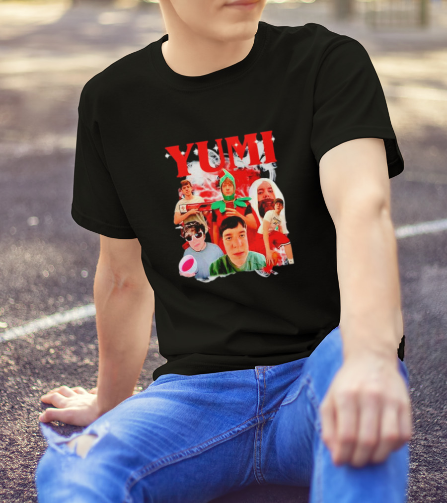 Yumimainn Yumi Red Text Collage With Characters T-Shirt