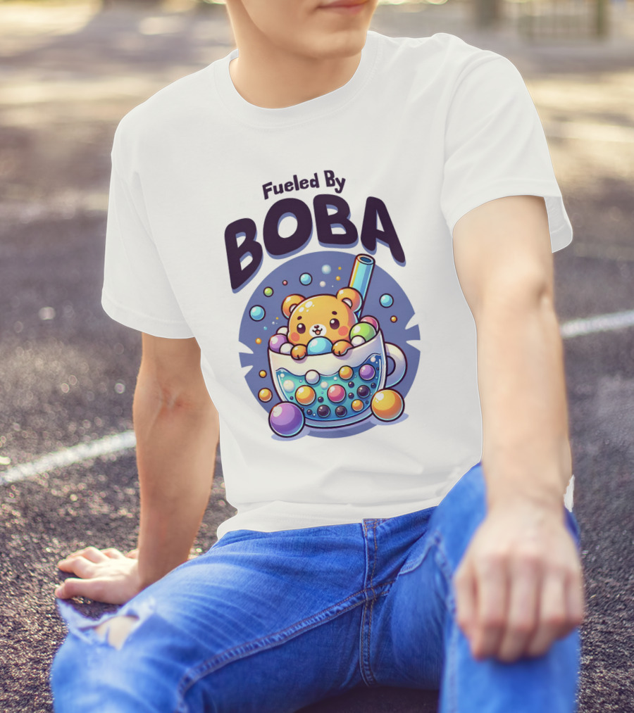 Fueled By Boba Cute Bubble Tea Bear T-Shirt
