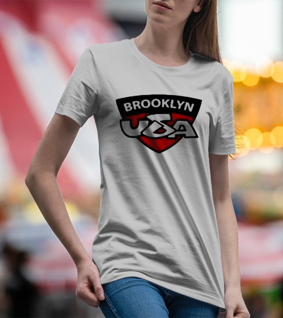 Brooklyn USA Red Black Shield Emblem T-Shirt