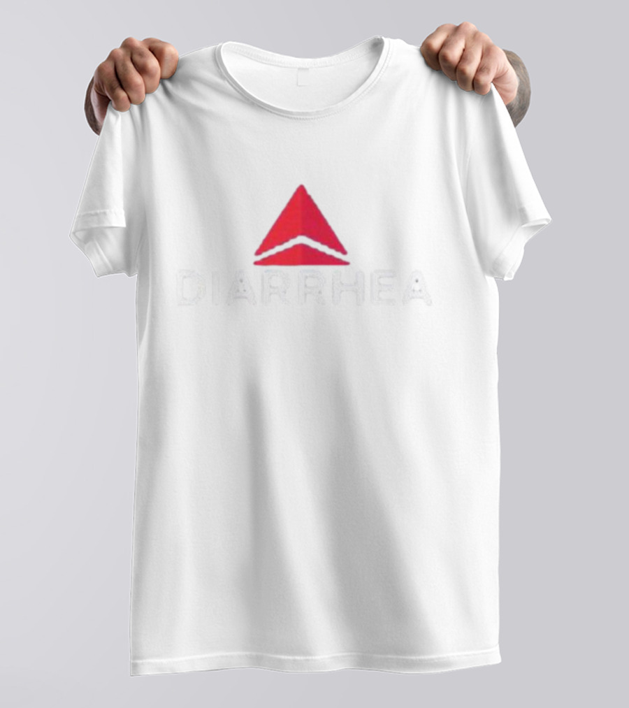 DIARRHEA Red Triangle Parody Airlines Text T-Shirt