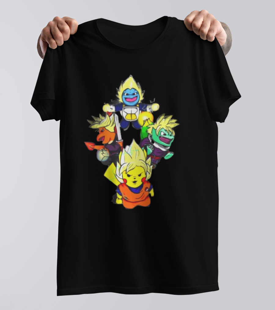 Dragon Ball Super Saiyan Pokemon Crossover Characters T-Shirt