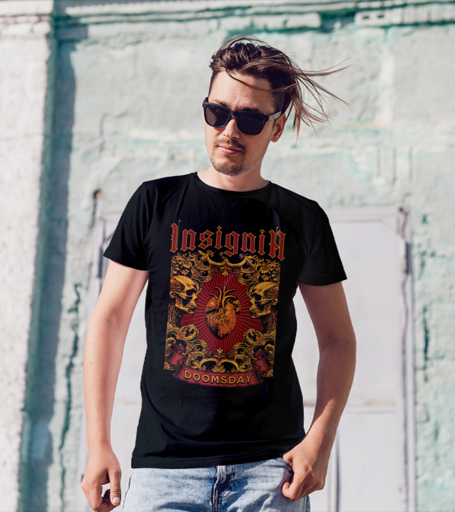 Insignia Doomsday Ornamental Skull Heart T-Shirt