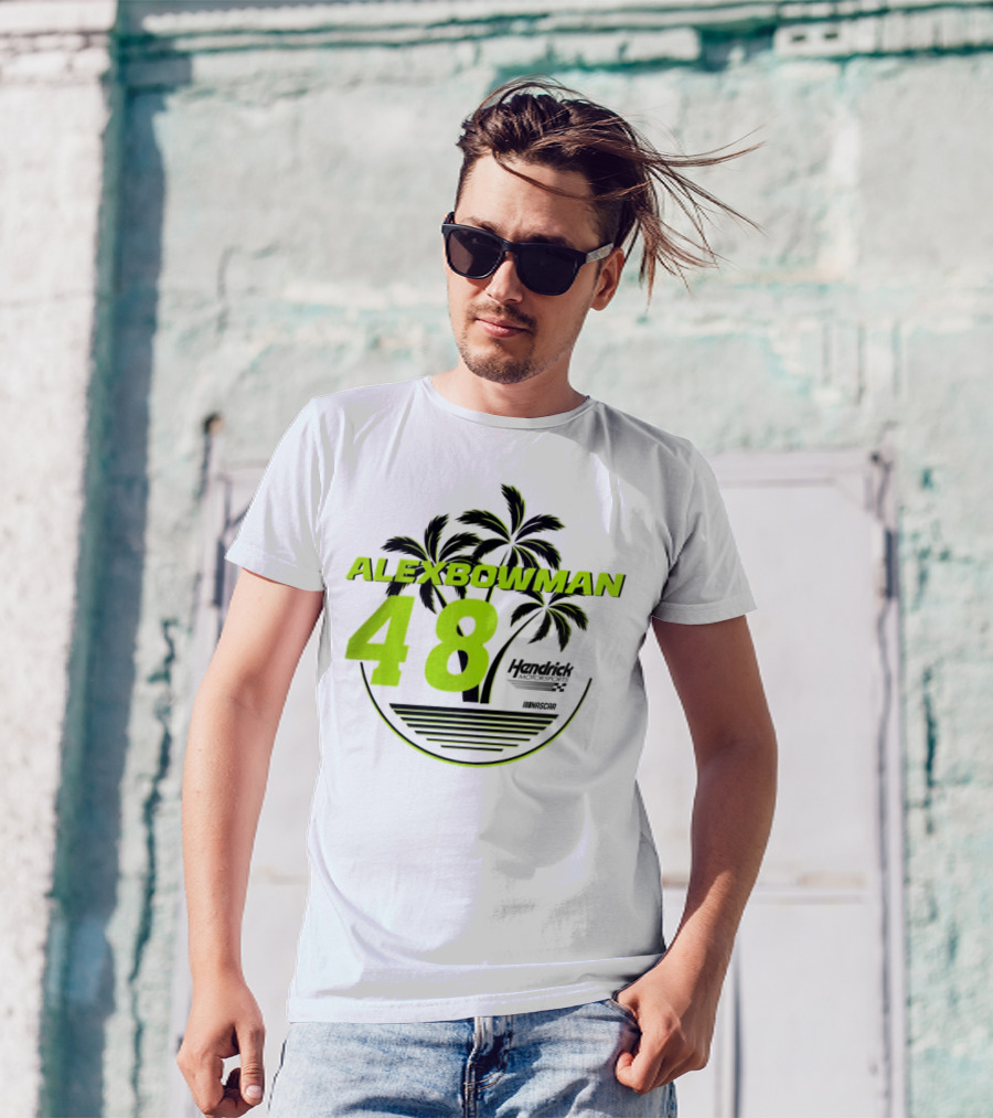 Alex Bowman 48 Hendrick Motorsports NASCAR Palm Trees Beach T-Shirt