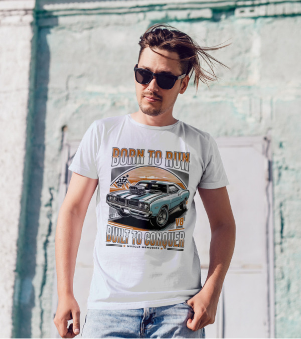 Born To Run Built To Conquer V8 Muscle Memories 1971 T-Shirt