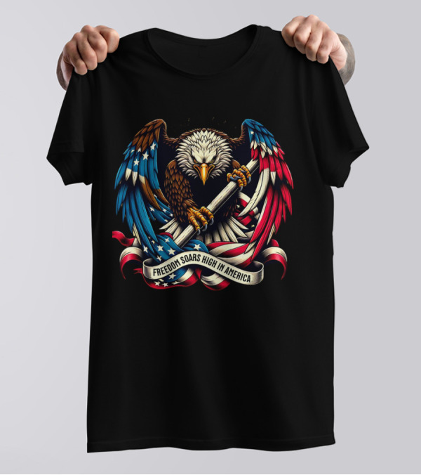 Strength In Unity Freedom Soars High In America Bald Eagle Flag T-Shirt