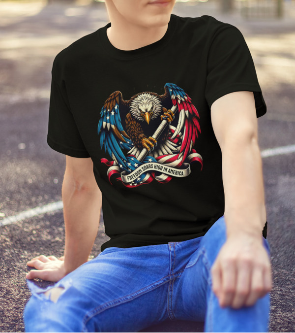 Strength In Unity Freedom Soars High In America Bald Eagle Flag T-Shirt