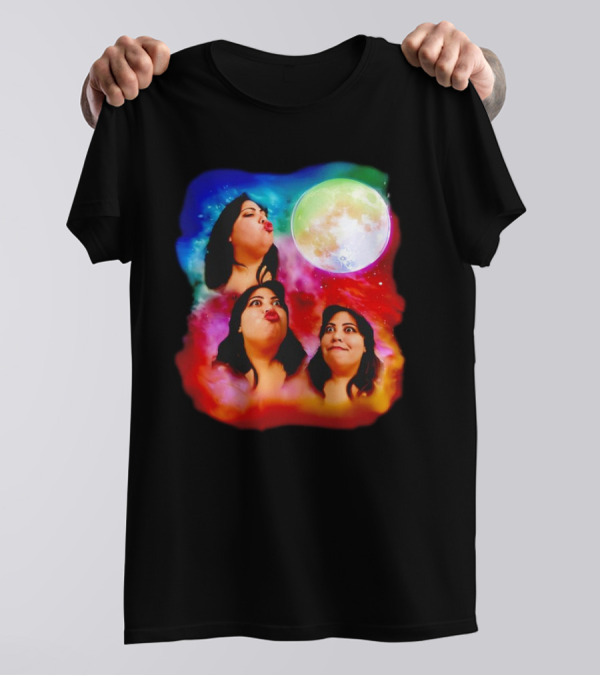 3 Clara Faces Moon Rainbow T-Shirt