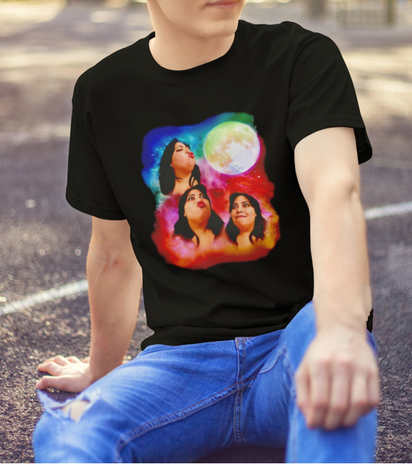 3 Clara Faces Moon Rainbow T-Shirt