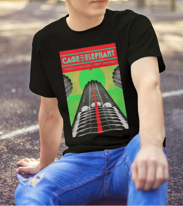 Cage The Elephant August 14 2024 Chicago IL Credit 1 Union Arena T-Shirt