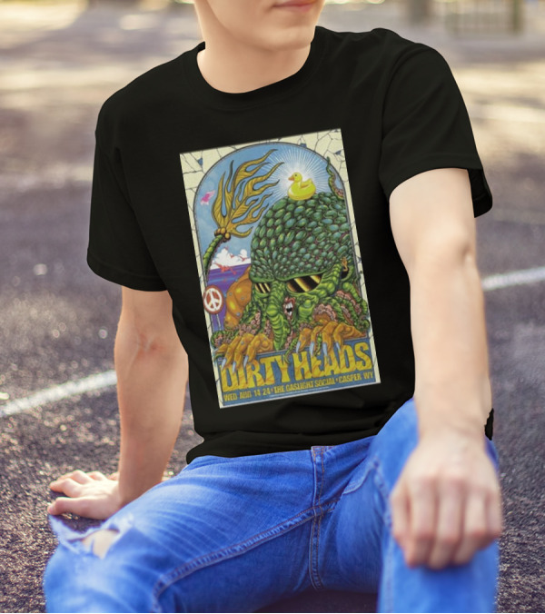 Dirty Heads August 14 2024 The Gaslight Social Casper WY Alien Creature With Rubber Duck And Peace Sign T-Shirt