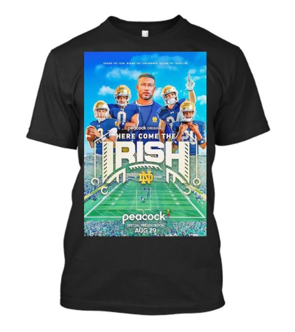 Notre Dame Fighting Irish Peacock Original Here Come The Irish Aug 29 Special Presentation T-Shirt