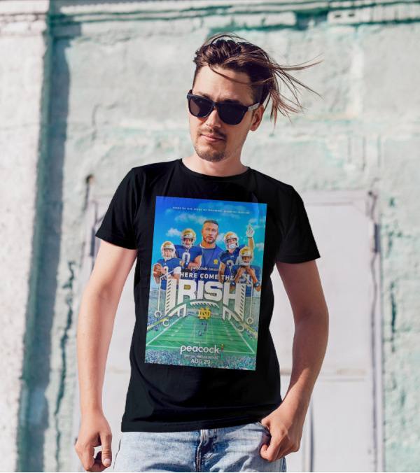 Notre Dame Fighting Irish Peacock Original Here Come The Irish Aug 29 Special Presentation T-Shirt