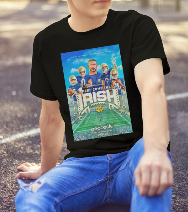 Notre Dame Fighting Irish Peacock Original Here Come The Irish Aug 29 Special Presentation T-Shirt