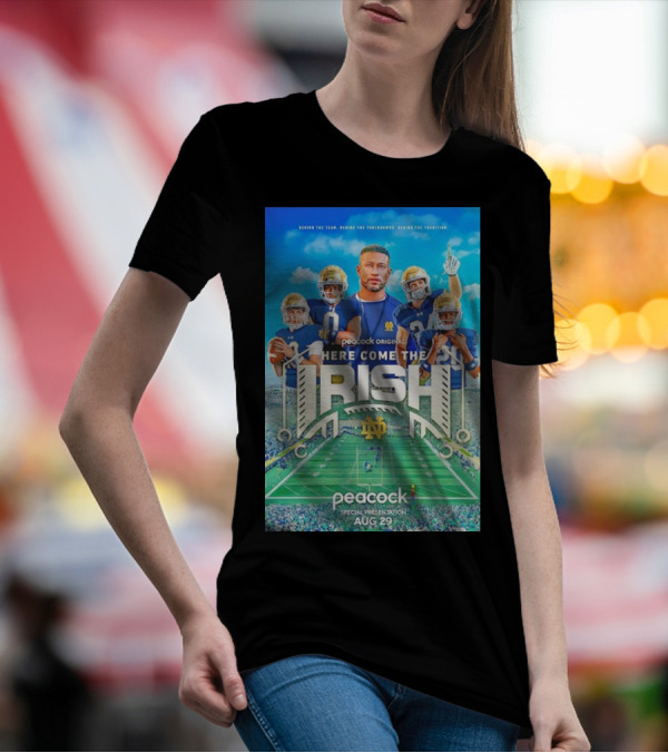 Notre Dame Fighting Irish Peacock Original Here Come The Irish Aug 29 Special Presentation T-Shirt