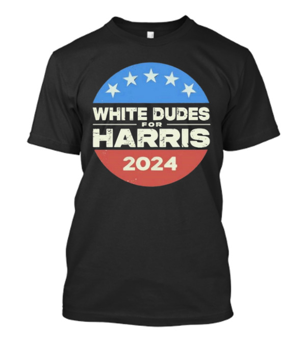 White Dudes For Harris 2024 Stars Circle Emblem T-Shirt